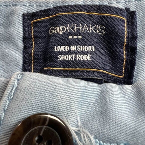 Gap Khakis Chino Shorts Men 40 Light Blue Mid Rise 100% Cotton Casual Preppy - Picture 5 of 12